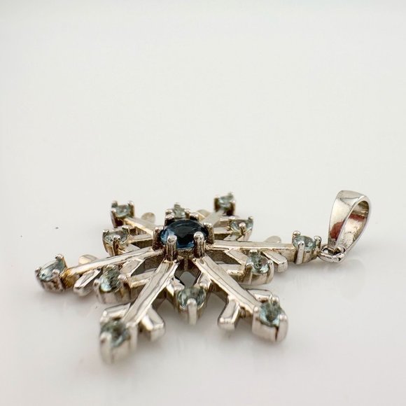 London Blue Topaz Fun and Festive Snowflake Necklace - Picture 5 of 13